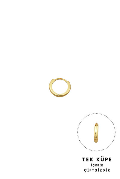 Altınkesesi 14 Ayar Altın Bombeli Mini Tekli Halka Küpe 1 Cm