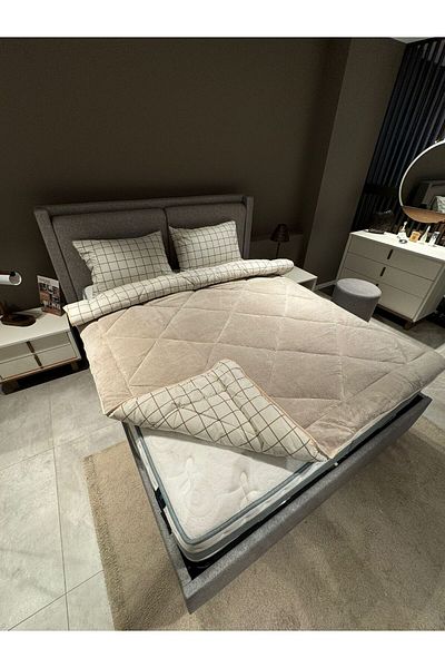 Violacasa Double Sided Welsoft Quilt Set Double Beige Square