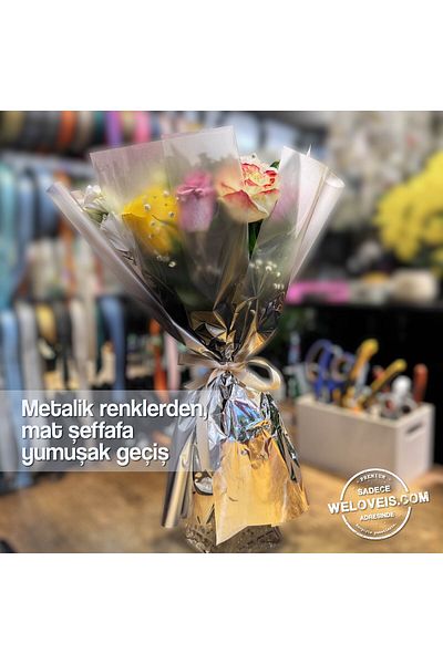 weloveis Metallic Gradient Matte Transparent Flower Bouquet Paper-60X60Cm-20 Sheets