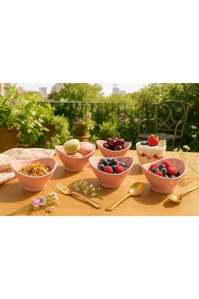 Minole Handmade Ceramic Breakfast Set of 6 Kitchen Decor Minimalist Snack Bowl, Stylish Gift Presentation Bowl