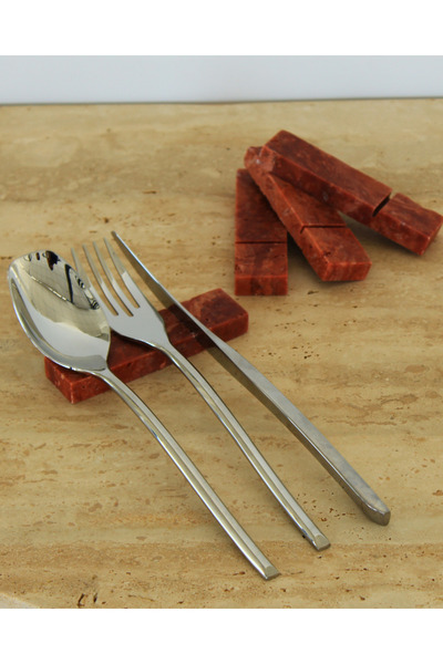 Modelce 4-Piece Travertine Cutlery Stand | Cutlery Organizer | Cutlery Suplas