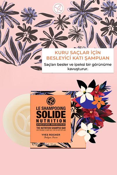 Yves Rocher Nourishing Solid Shampoo - Dry Hair / Nutrition- Sls,Sles-Free,Salt-Free, Vegan-60Gr