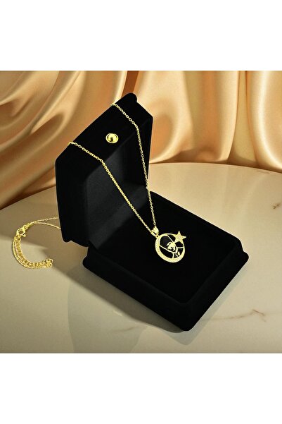 SOFT ATATÜRK 925 AYAR GÜMÜŞ 18 K ALTIN KAPLAMA SİYAH MİNE VE ZİRKON TAŞLI KADİFE KUTULU