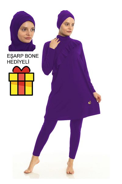 Differend Full Closed Test Suit Swimsuit with Ruffle Details