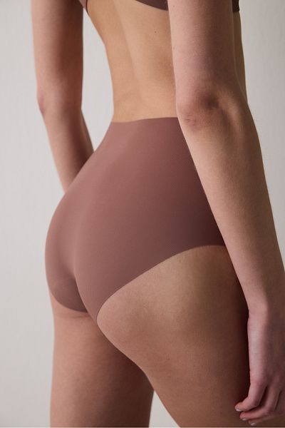 Penti Ribbed Bonding Laser Cut Cover Brown Slip Panties