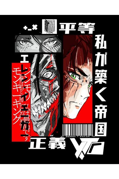 fame-stoned تي شيرت أسود مطبوع عليه Attack On Titan Anime للجنسين مصنوع من القطن بنسبة 100%