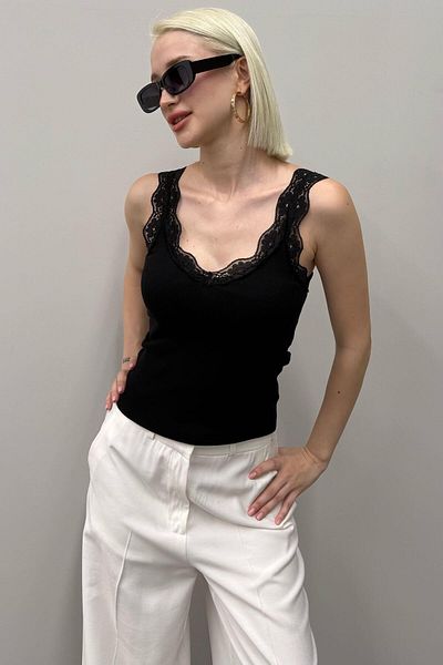 Seeh Black Lace Basic Women's Undershirt Sh251