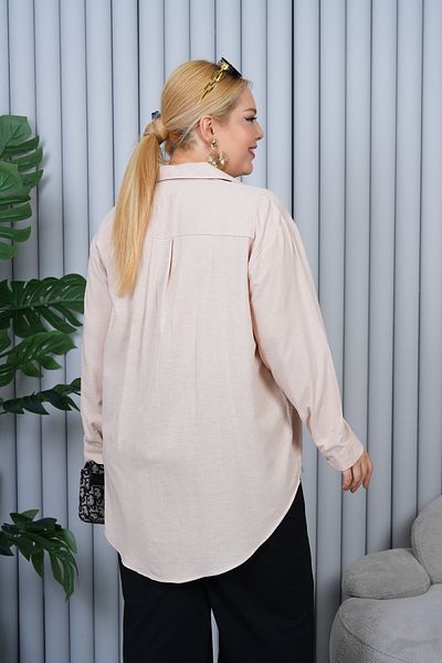 Patika Women's Plus Size Linen Casual Shirt – Beige