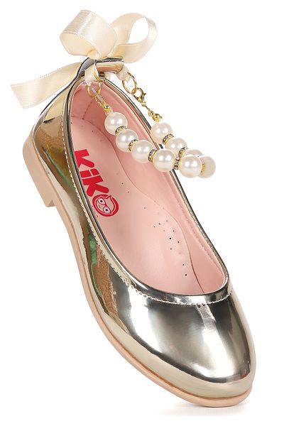 Kiko Kids Elastické dívčí balerínky Blanch Mirror Pearl