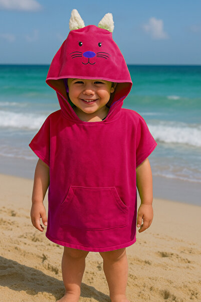 MORDRY Παιδικό παντζόνι με κουκούλα με στάμπα γάτας - Φορετή πετσέτα και πετσέτα παραλίας