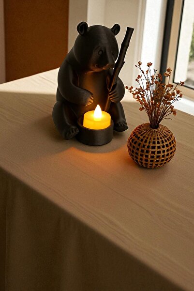 Findify Store Dekoratif Tealight Mum Hediyeli Ayı Panda Tasarım Vegan