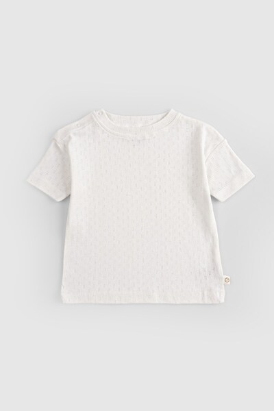 Little Gusto Ecru Colored Organic Cotton Pointel Baby Shorts Set