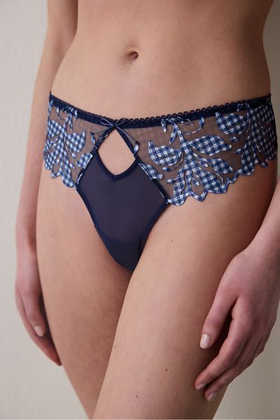 Penti Slip Broderie bleumarin