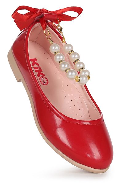 Kiko Kids Blanch Patent Leather Pearl Elastic Girls' Ballerina Shoes