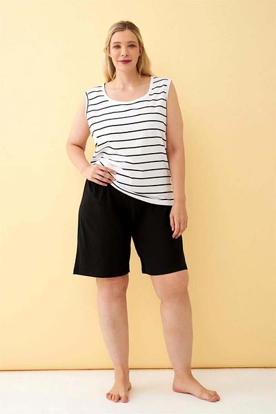 modaserdem Mdsrdm Women's White Plus Size Pajama Set with Shorts