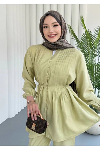 DEFNECE BUTİK Front Button Belted Suit