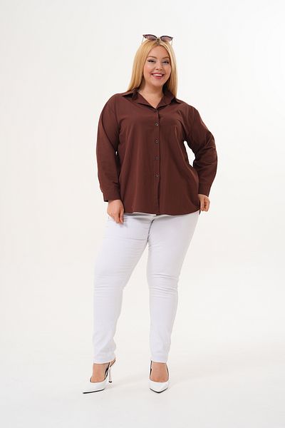 Patika Women's Plus Size Comfortable Shirt - Bitter Brown
