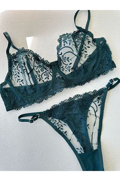 dem merys Σετ Πράσινο Σουτιέν Plus Size C cup