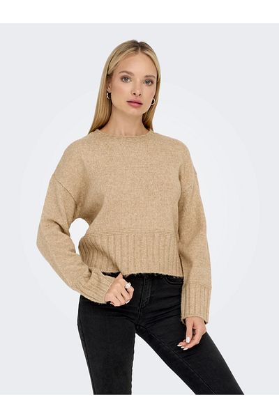 ONLY O Neck Knitted Light Beige Women's Sweater15294484