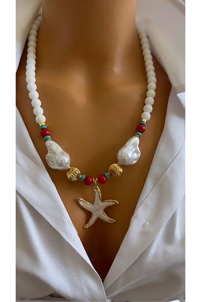 Nevaa Still Glass Bead Design Summer Necklace