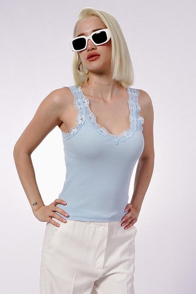 Seeh Blue Lace Basic Women's Undershirt Sh251
