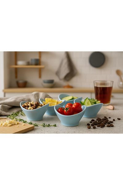 Minole Handmade Ceramic Breakfast Set of 6 Kitchen Decor Minimalist Snack Bowl, Stylish Gift Presentation Bowl