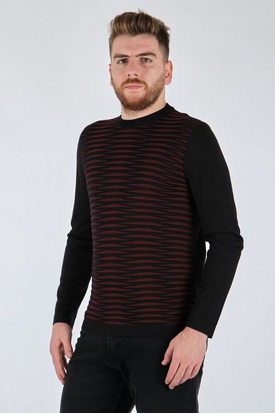 Ecer Crew Neck Floral Long Sleeve Black Men's Knitwear75222123