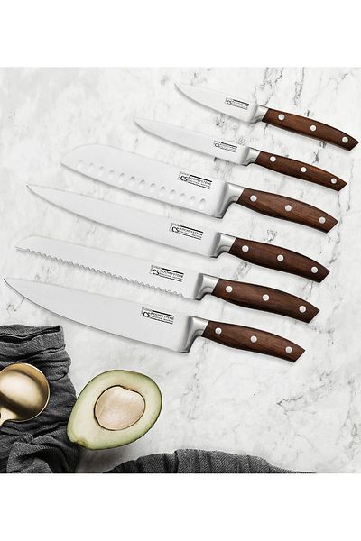 Carl Schmidt Sohn Knife Set In Wooden Stand With Kitchen Utensil 12 Pieces Soltau