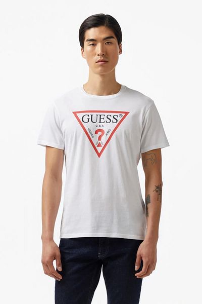 Guess Tricou alb pentru bărbați Ss Bsc Clsc Tri Logo M2gı68kba60-g011