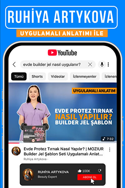 MOZIUR Evde Protez Tırnak & Kalıcı Oje & Nail Art Seti (BUILDER ŞABLON)