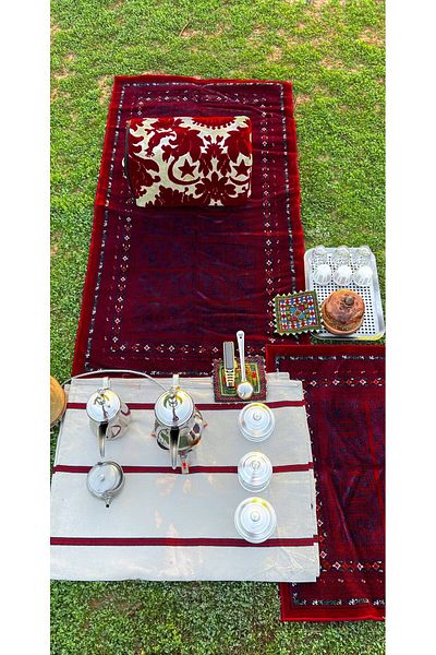 Segadty A sadu mat from my carpet, with a traditional design inspired by sadu patterns, a practical travel mat for the desert and camping