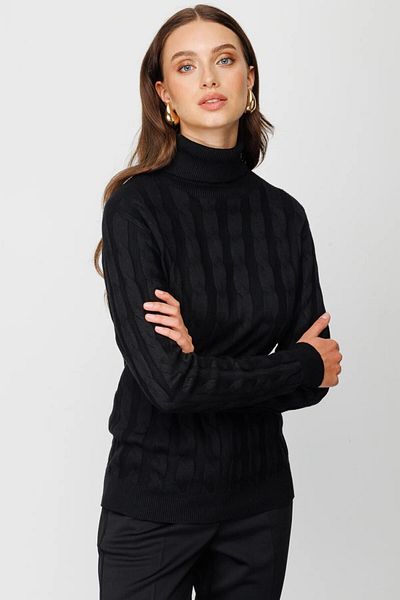 ON Pulover de damă negru cu model cu gât rotic 23229316