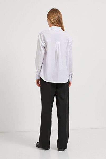 Arma Life Γυναικείο φαρδύ μακρυμάνικο λευκό πουκάμισο με κουμπιά στο γιακά