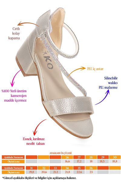Kiko Kids Pisar Vakko Daily Fetiță Sandale Cu Toc 4 Cm Pantofi Rochie De Seară