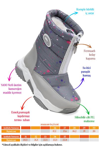 Kiko Kids Mars Girls' Snow Boots με φερμουάρ