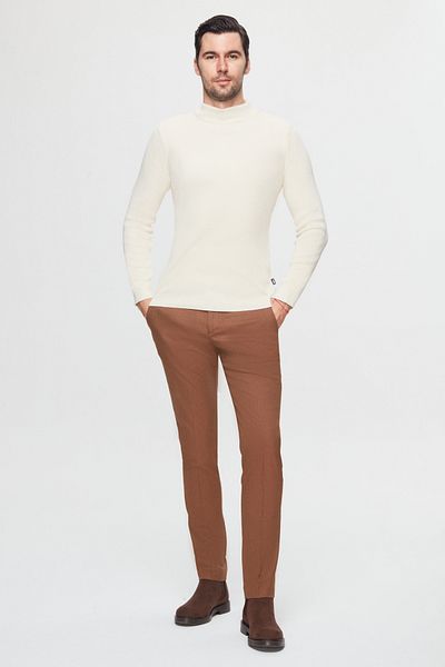 Twn Πλεκτό μάλλινο πουλόβερ εκρού Slim Fit