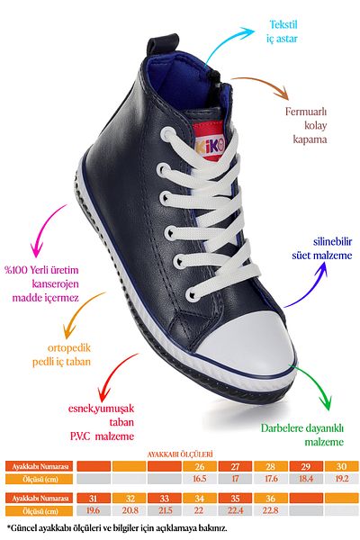 Kiko Kids Pantofi sport pentru băieți, cu șireturi, cu fermoar