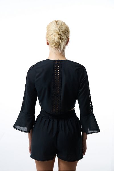 Penti Μαύρο μπλουζάκι West Poplin Crop Top
