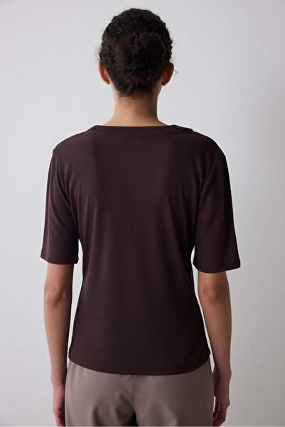 Penti Brown V-Neck Loose T-Shirt
