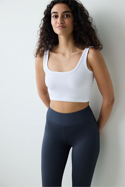 Penti White Seamless Seamless Square Neck Short Crop Tank Top