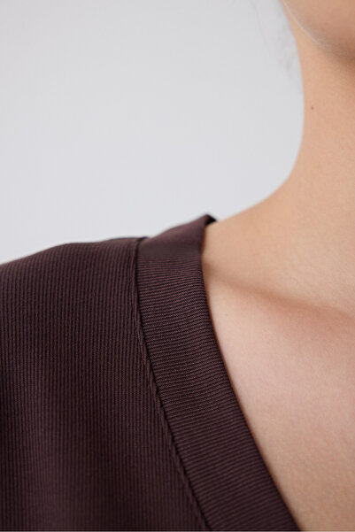 Penti Brown V-Neck Loose T-Shirt