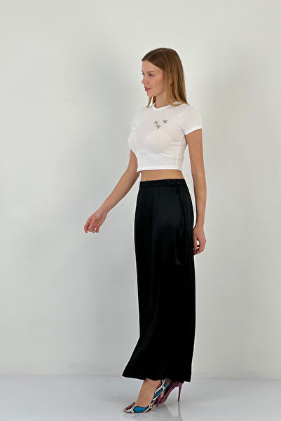 Miss Poem Women's Long Hijab Maxi Black Prayer Skirt