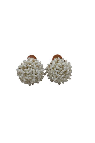 Bijutek Bijouterie Gold Color Feather - Metal Women's Earrings with Beads and Pearls Pattern Jewelry