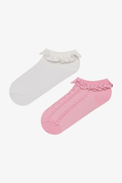 Penti Комплект от 2 многоцветни чорапи до глезена за момичета Pinky Sweet Laced