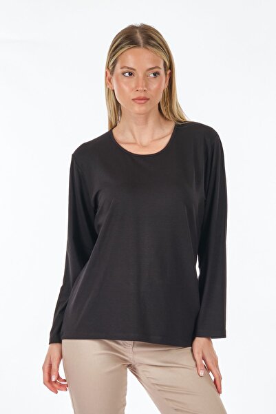 Desen Μακρυμάνικη Μαύρη Γυναικεία Χτενισμένη Βαμβακερή Μπλούζα 23123787