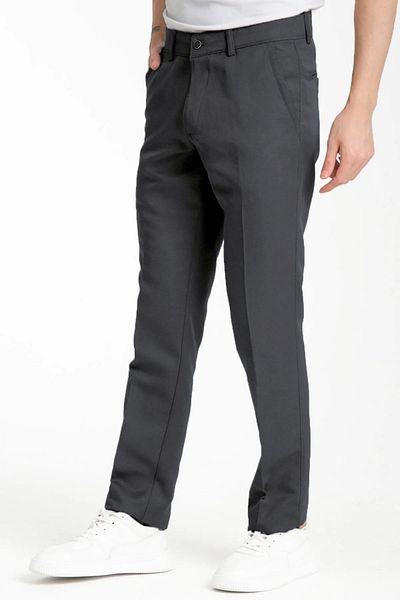 Varetta Ανδρικό λινό παντελόνι σε χρώμα Anthracite Classic Cut με τσέπες