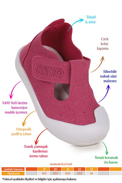 Kiko Kids Elroy Velcro Casual Shoes for Baby Girl - First Step