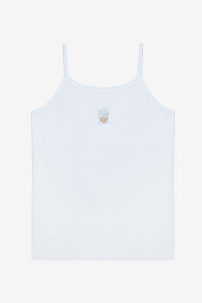 Penti Girl's Spring Flower Optical White 2-Piece Tank Top