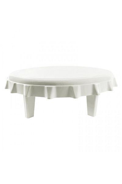 Living Round Plastic Floor Table – Wavy Edges, Lightweight & Ideal for Ground Seating