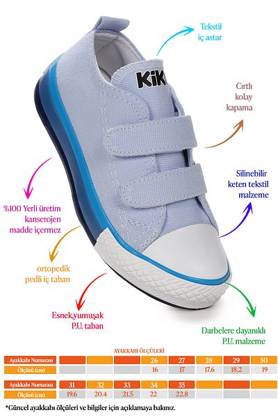 Kiko Kids Pantofi sport din in pentru baieti - Velcro din in